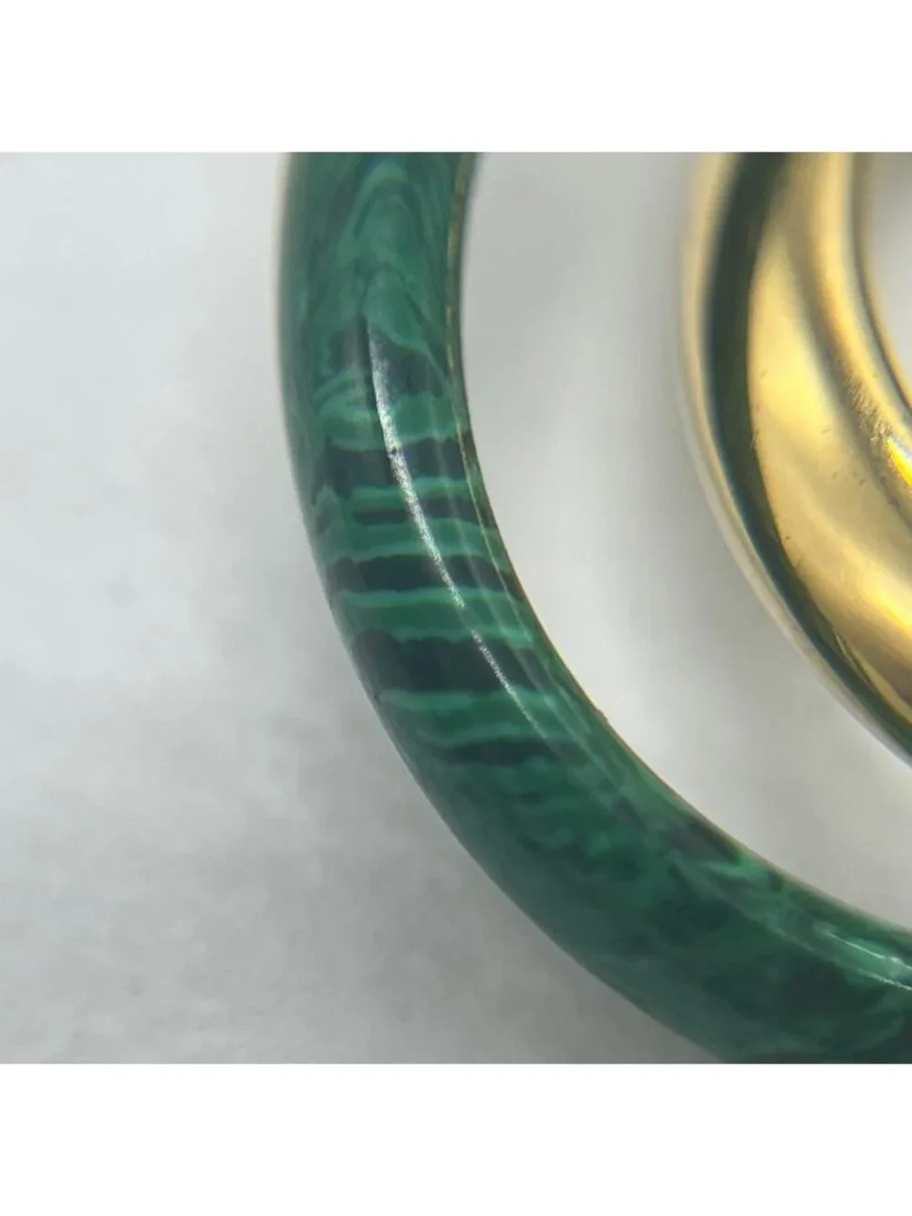 Bottega Veneta Interlocking Double Ring Malachite